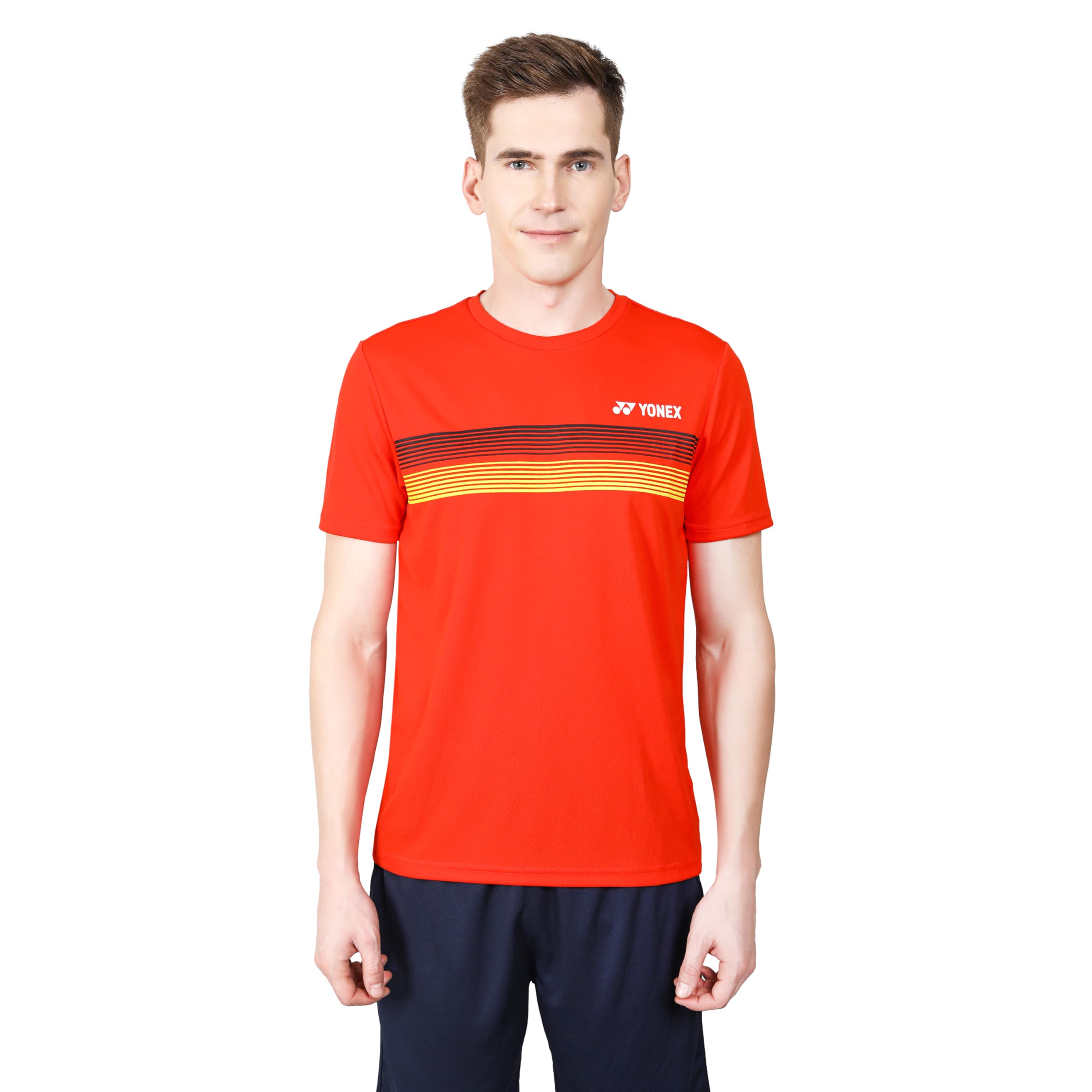 Badminton Apparel Tshirt Round Neck M 2532 Fiery RED M : Amazon.in